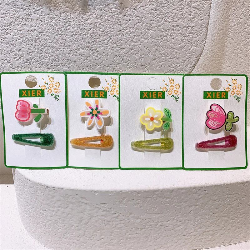 

2 шт. новые модные детские блестящие заколки в форме капли воды Корейская милая девочка простые милые красочные шпильки для волос