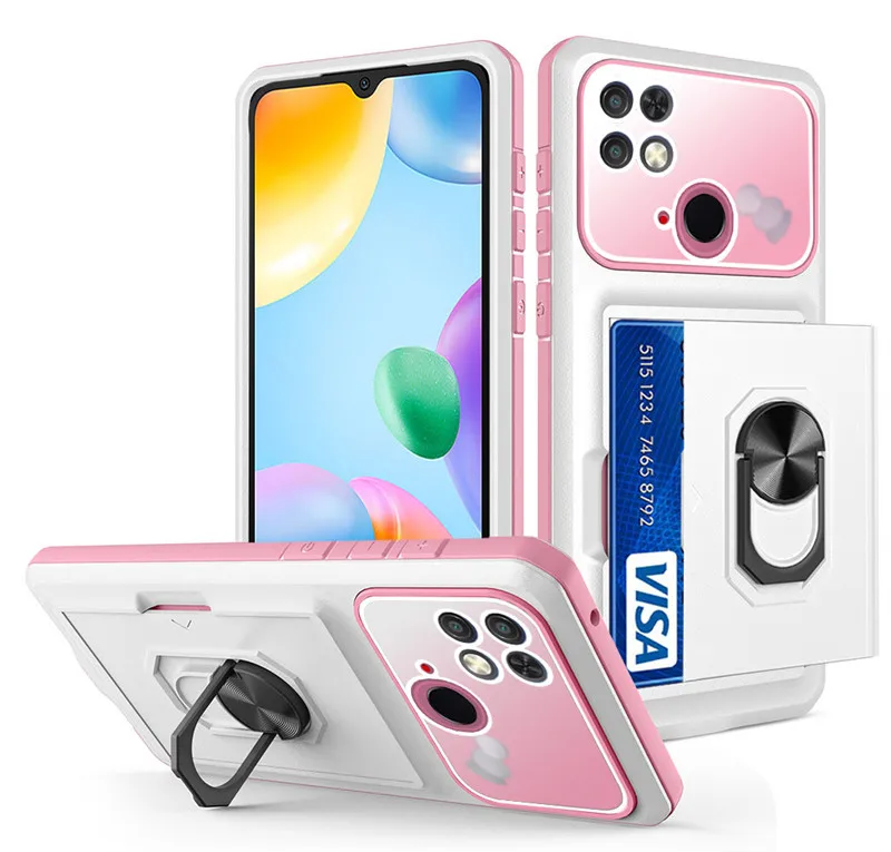 

Magnetic Ring Holder Case for Xiaomi Redmi 10C Multi Function Card Slots Ring Holder Back Cover for Xiaomi Redmi 10C Redmi10C 4G