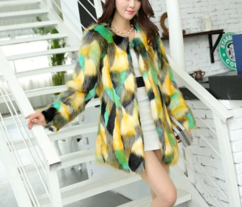

New Imitation Fur Coat Stitching Wild Coats French Elegant Jacket Overcoat
