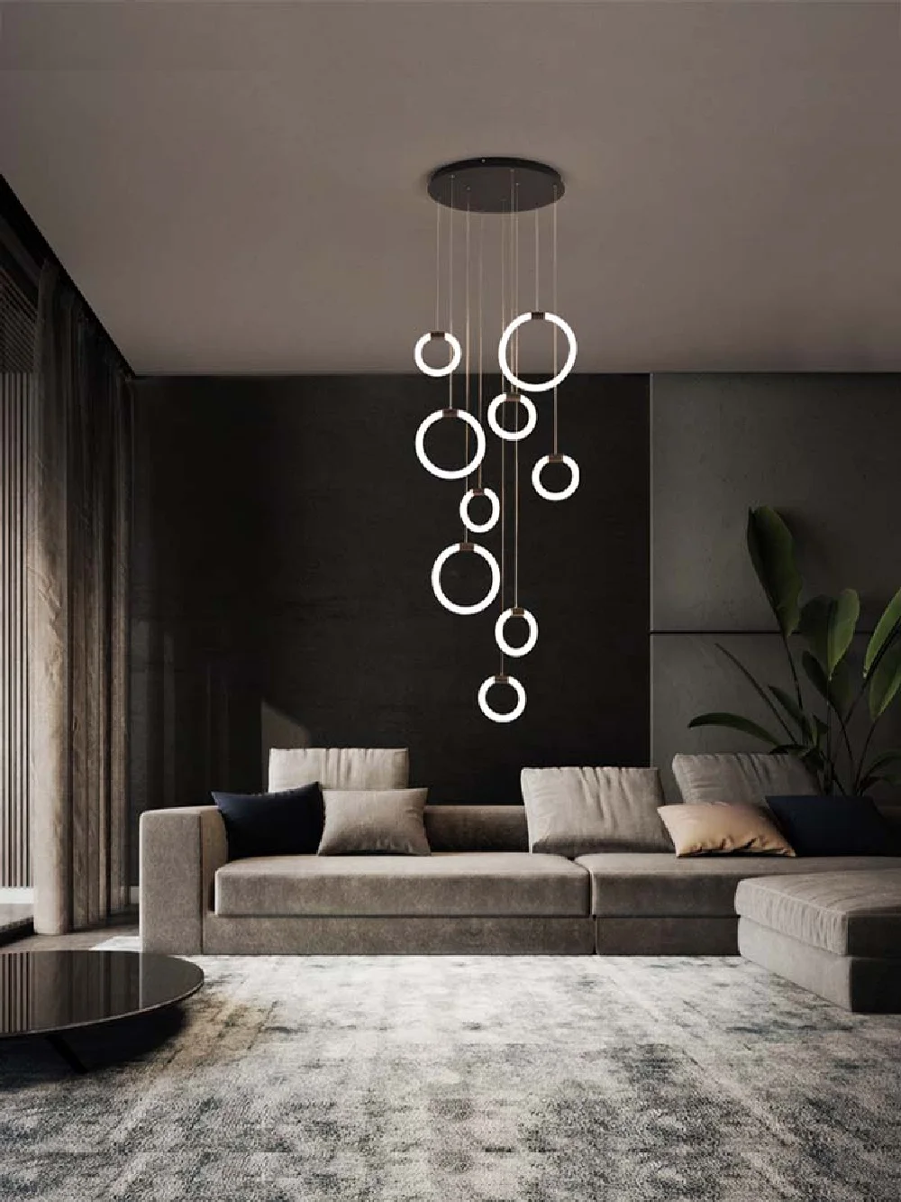 

Modern big round lamp led chandelier living room art deco pendant lighting restaurant hotel office lobby pendant lamp luster