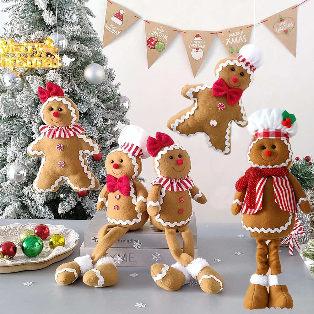 

2pcs Christmas Plush Gingerbread Man Dolls Biscuit Man Toys Merry Christmas Party Decorations Kids Gifts Navidad New Year 2024