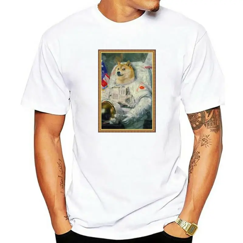 

Party Astronaut Doge Men's Top T-shirts On Sale Thanksgiving Day Short Sleeve O Neck Cotton Tops Shirts Design Clothing Shirt
