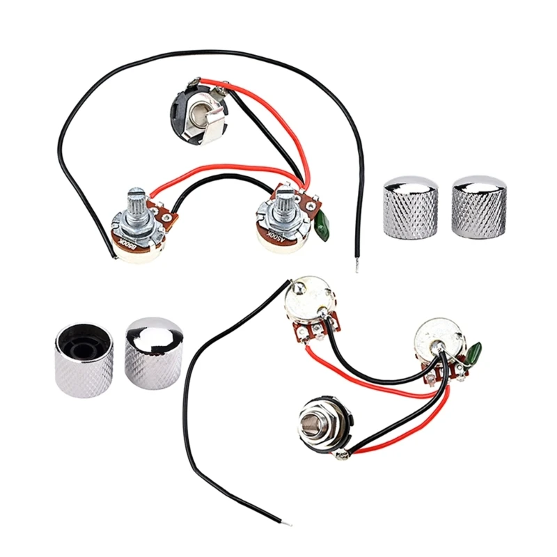 

1V 1T Wiring Kit, 3 Way A500K Wiring Harness Prewired Guitar Wiring Hareness for Electric Guitar Bass Repair Replacement