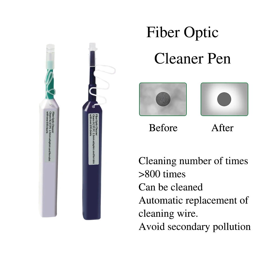 FTTH Optical Fiber Cleaning Pen 1.25mm 2.5mm LC SC FC ST One Click Optic Fiber Cleaner Tools Connectors Adapters Clean 800 Times