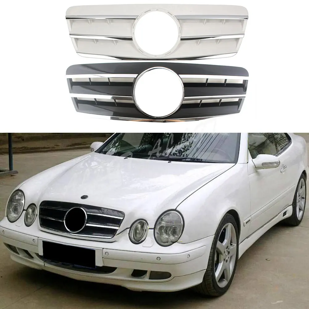 

Front Grill Center Hood Grille Bumper For Mercedes-Benz CLK -Class W208 1997 1998 1999 2000 2001 2002 Black Silver