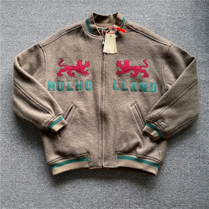 22SS Season 6 Fleece Varsity Jacket Men Women 1:1 High Quality Embroidered Heavy Vintage Calabasas Fabric Leopard Coats Jacket