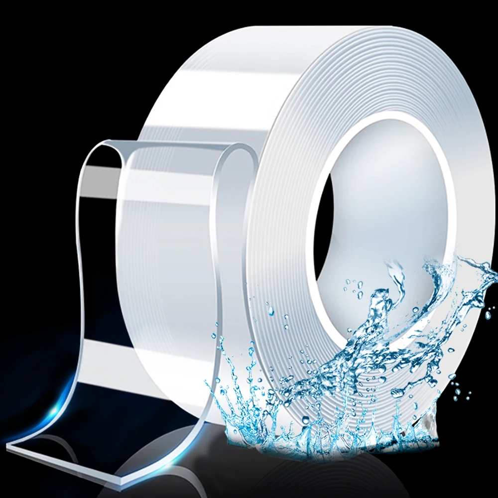 1M Transparent Double Sided Tape Reusable Waterproof Adhesive Nano Tape Multipurpose Washable Kitchen Bathroom Decoration Tape