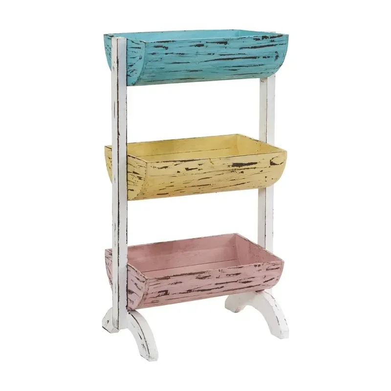 

Multicolor 23" Three Shelf Farmhouse Multipurpose Wooden Stand/Planter
