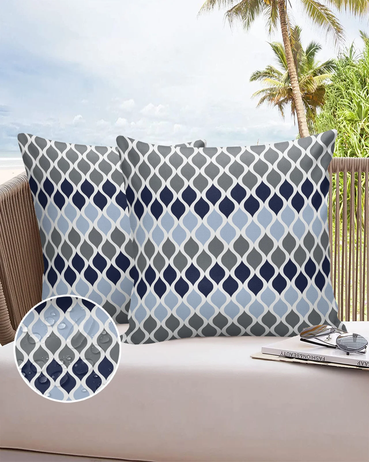 

Moroccan Navy Blue Gradient Fashion Bed Pillow Covers Home Sofa Pavilion Decorative Pillowcase Balcony Office Car Cushion Cover