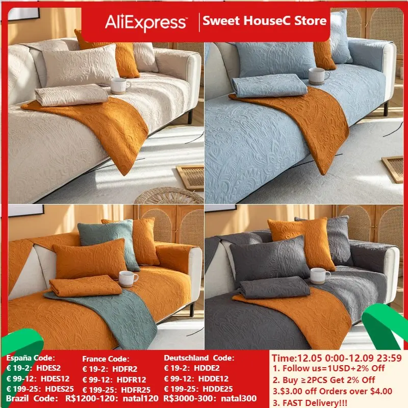 

Nordic Quilted Anti-wear Sofa Covers Universal Anti-slip Sofa Cushion Cover Cotton Velvet Recliner Slipcover Furniture Protector