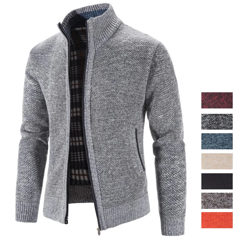 

Spring and Autumn Sweater Cardigan Men's Casual Solid Color Knitting Comfortable Trend Stand Collar Coat (8 Colors Available)