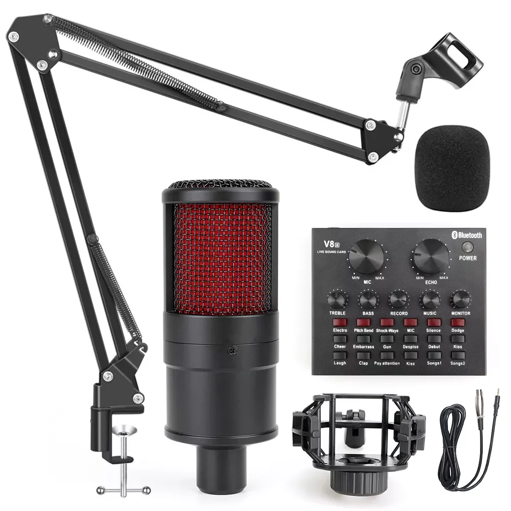 

Condenser Microphone Studio Microphone for Computer Podcasting Streaming Recording Karaoke Phantom Power Sound Card