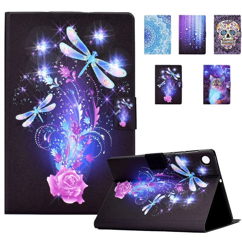 

Чехол из искусственной кожи для Samsung Galaxy Tab A8 10,5 дюймов 2021 2022 X200 X202, тонкий флип-чехол для планшетов с искусственным рисунком, милые чехлы