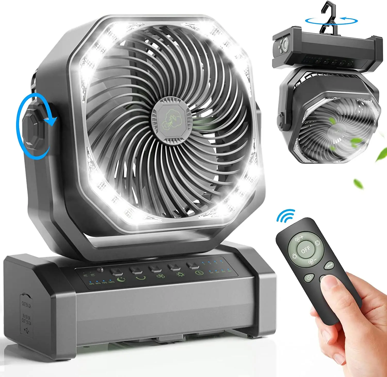 

Fan & Circulators Rechargeable Air With With Hook Fan Light Outdoor 20000mah Battery Tent Auto-oscillating Timer Powered Camping