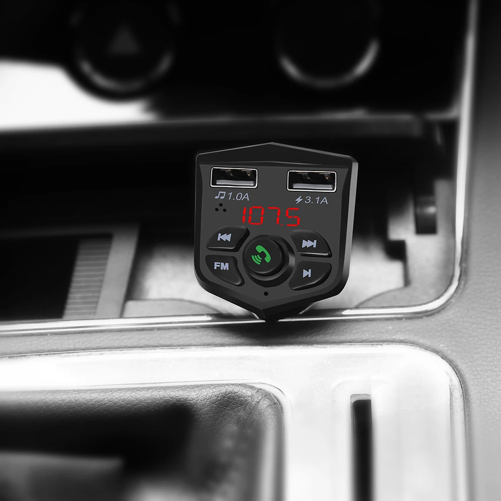

New Portable Charger FM Transmitter Bluetooth 5.0 Car Car Kit Dual Ports