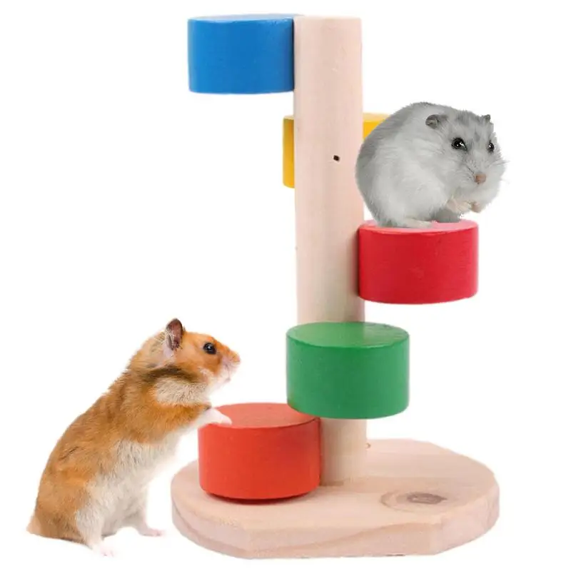 

Wooden Pet Mouse Ladder Colorful Ladder Hamsters Entertainment Puzzle Toys Protects Teeth Health Wooden Climbing Stairs Supplies
