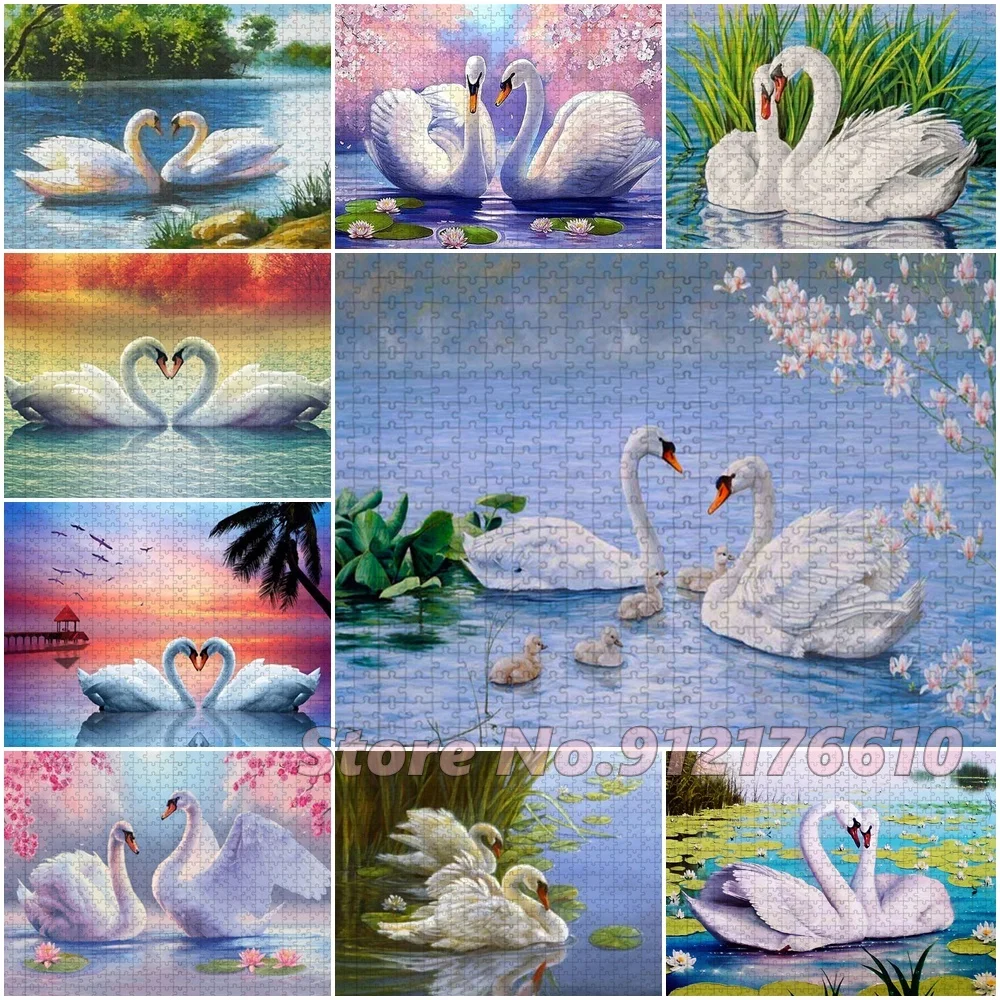 

Swan Animals 500 Piece Jigsaw Puzzles Lake Landscape Diy Puzzle Paper Jigsaw Decompress Educational Family Games Toys Gifts