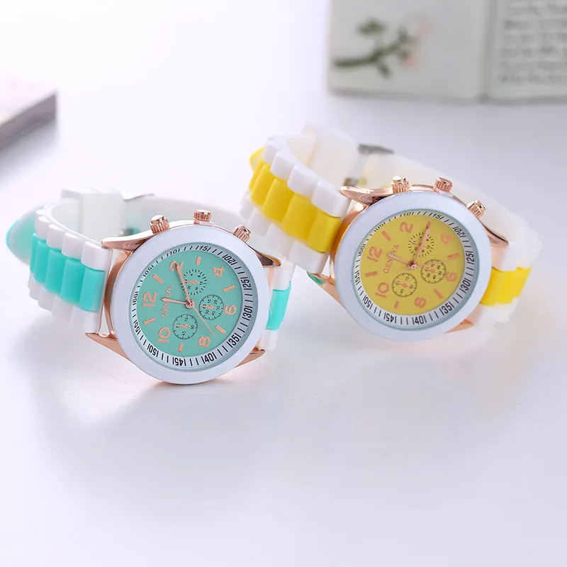 Women's Korean Version, Fashionable And Beautiful, Multi-color Jelly Silicone, Versatile, Student Casual Watch, Gift Giving Arti