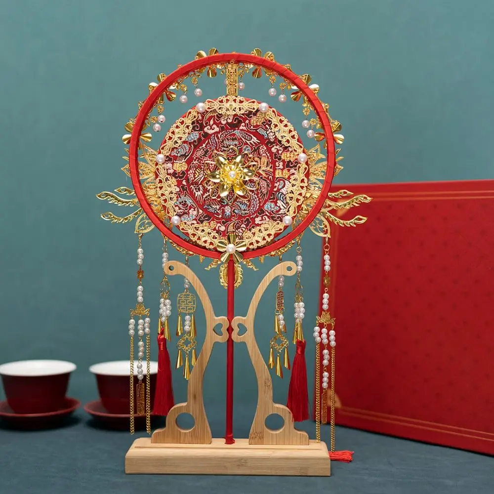 Элегантный веер в китайском стиле для свадебной группы с узором Феникса Xiuhe