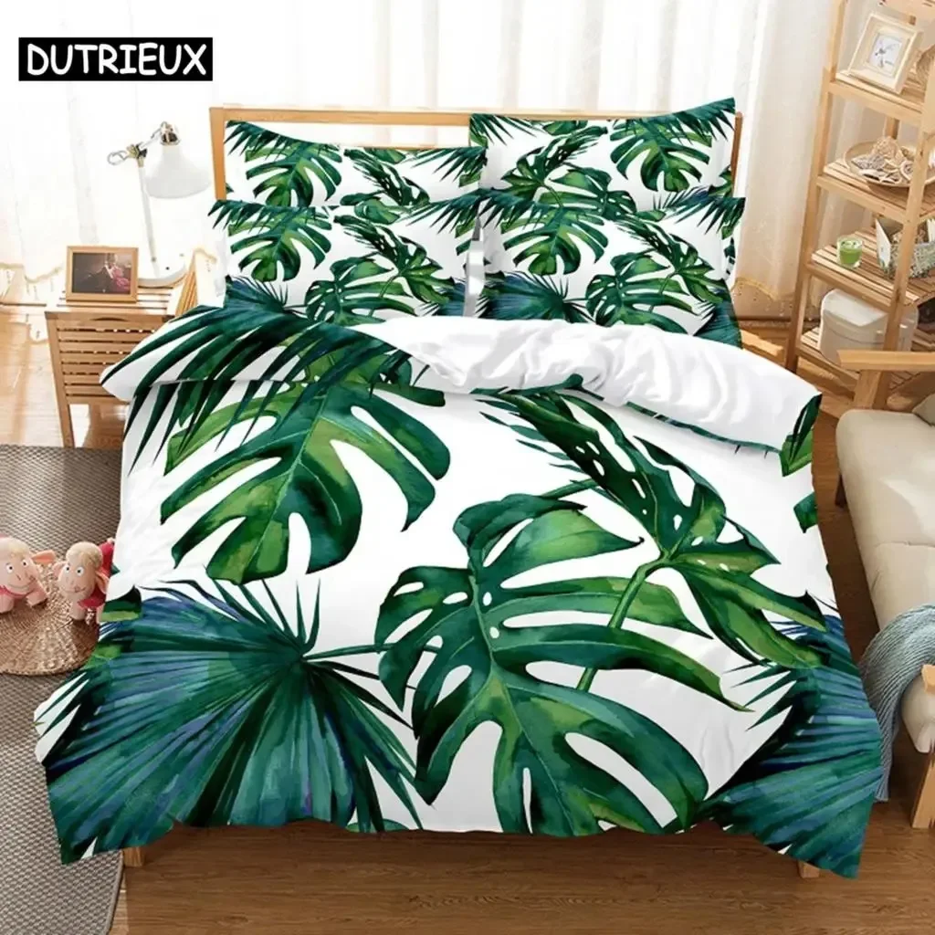 Комплект постельного белья с банановыми листьями пододеяльник 3d постельное