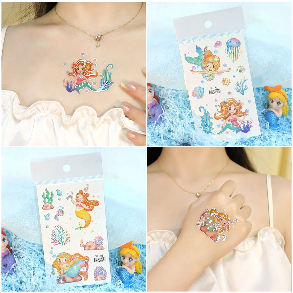 VeeCharm — временная татуировка Русалка с голографическим изменением цвета яркая