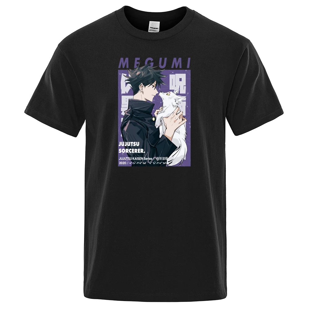 

Jujutsu Kaisen Megumi Fushiguro Printed Male T-Shirts Harajukua Pure Cotton Top Tee Sport Short Sleeve All-Match Male Tshirt