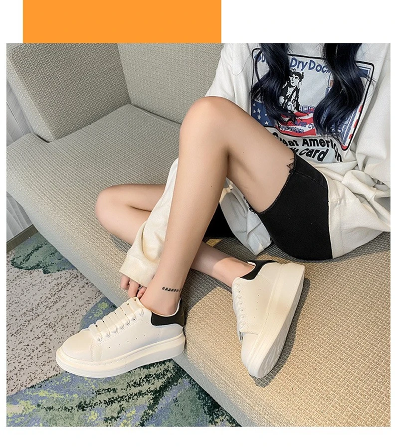 

2022 Small White Shoes Low Top Leather Leisure Soft Sole Increased Wedge Sneakers -2020-1
