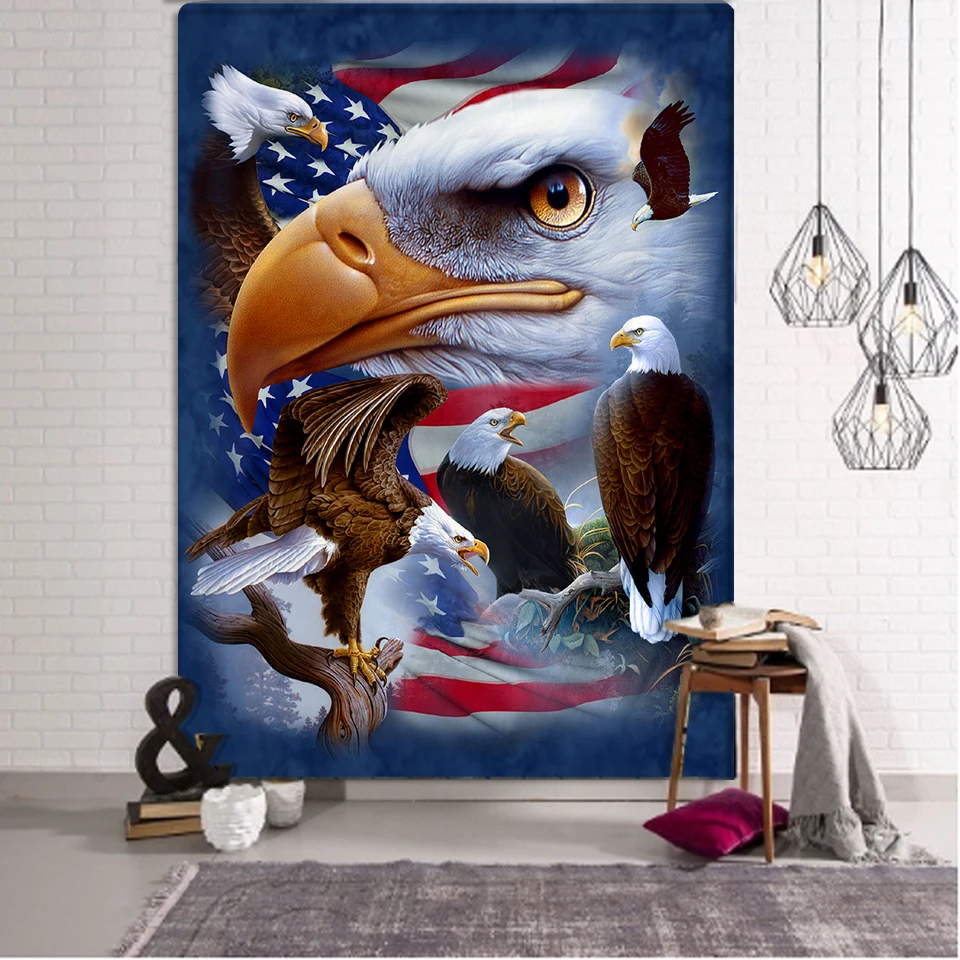 

Bald Eagle Tapestry Bohemian Psychedelic Moon Sun Wall Hanging Beach Towel Art Tapestry Dorm Home Living Room Decor Tapiz Pared