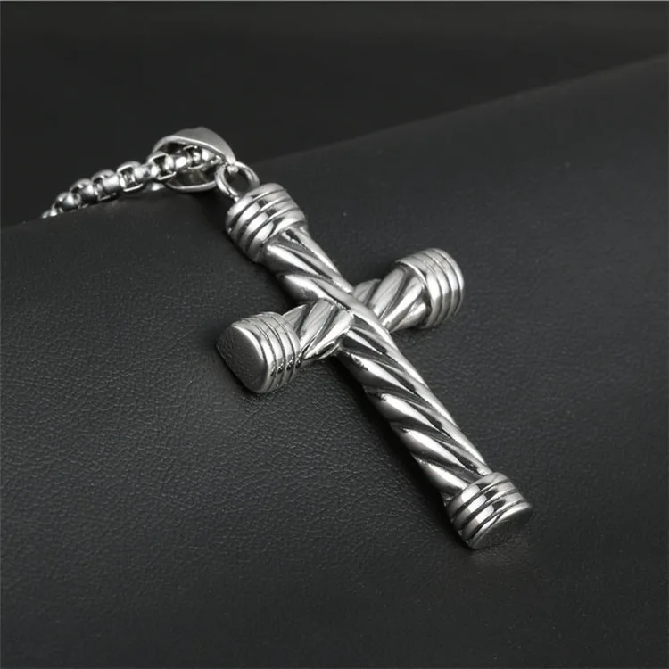 

Hot Sale Fashion Creative Design Men Stainless Steel Cross Necklace Dark Hip Hop Style Wild Sweater Chain Accessories Wholesale