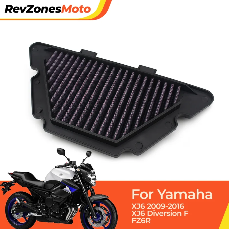 Фото Высокопроизводительный воздушный фильтр для мотоциклов Yamaha XJ6 XJ6F XJ6N FZ6R XJ6 Diversion F 2009-2016, аксессуары для очистителя воздуха №1
