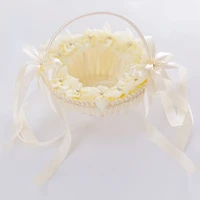 wedding ceremony western style flower girl sprinkles petals flower basket lace fabric wedding wedding emcee korean beige basket