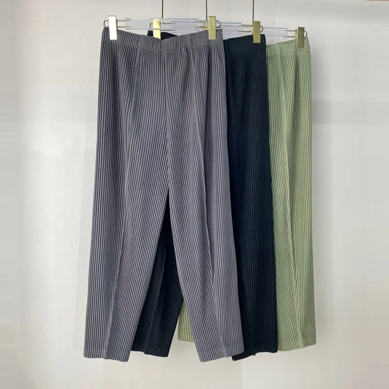 

Miyake pleated autumn new style thickening loose large size thin pants nine-point pants