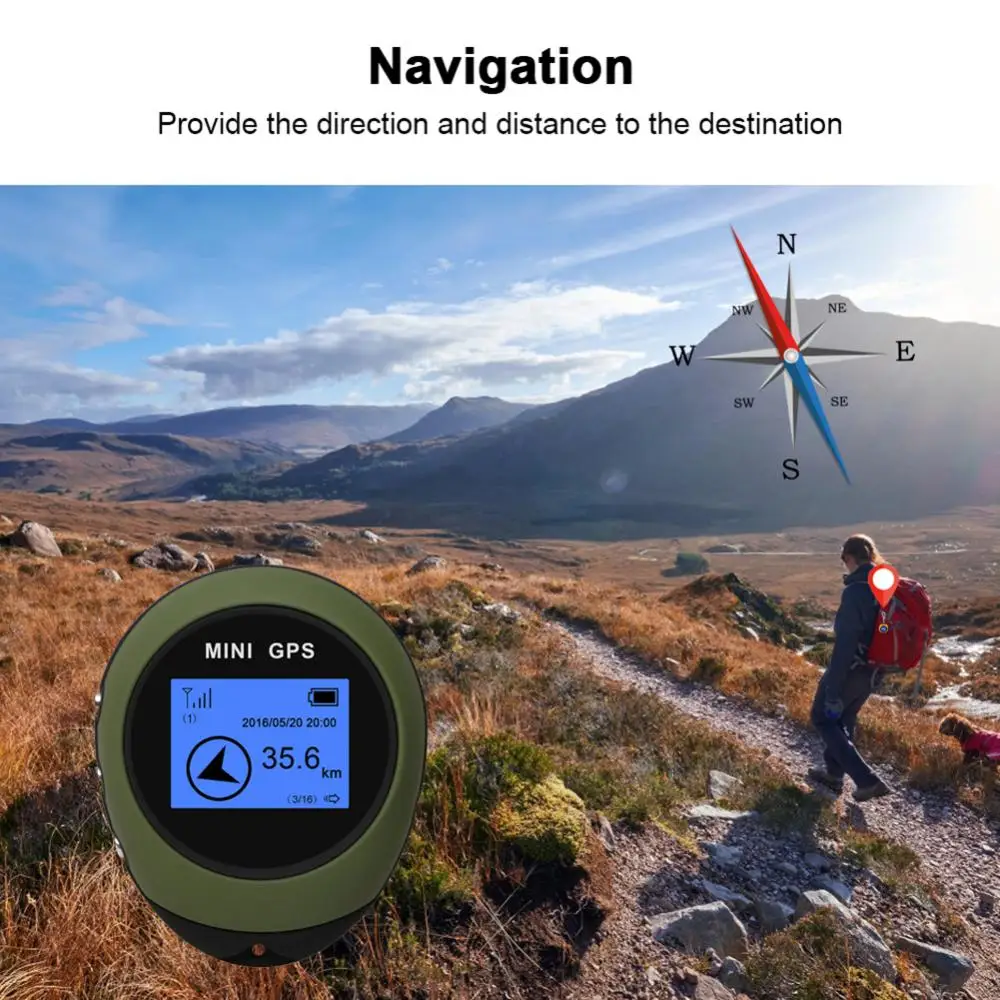 

Handheld Mini GPS Navigation Keychain PG03 USB Rechargeable Location Tracker Compass For Outdoor Travel Climbing