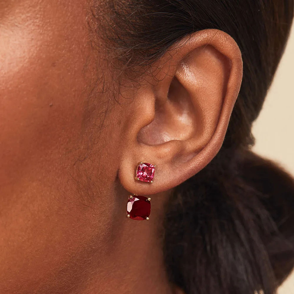 

Layer New Fashion Square Zircon Ladies Earrings with The Same Paragraph Birthday Gift Jewelry Wholesale