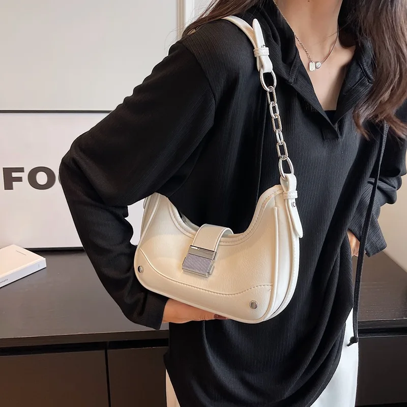 New Trendy Chain Crossbody Bag Retro Leather Underarm Shoulder Bags Fashion Textured Handbags for Women 2023 Designer Luxury
