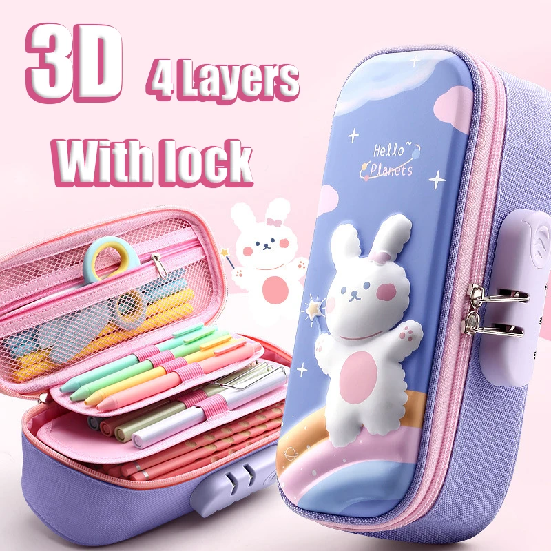 3D Large Capacity Unicorn Pencil Case Kawaii Cute Pen Box Bag Pouch Back to School Supplies Organizer Korean Japanese Stationery