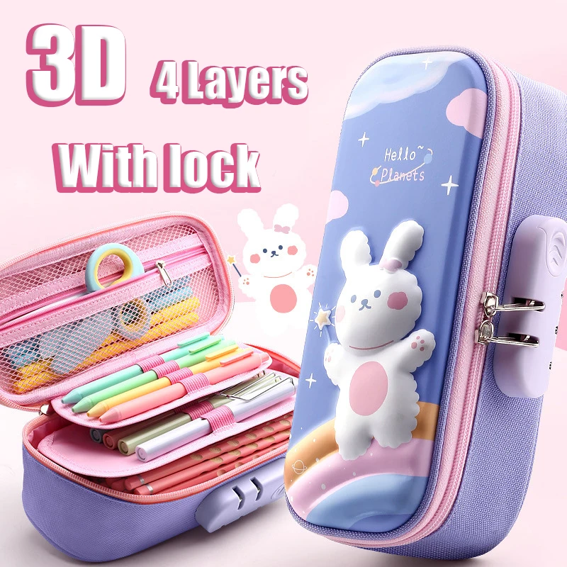 

3D Large Capacity Unicorn Pencil Case Kawaii Cute Pen Box Bag Pouch Back to School Supplies Organizer Korean Japanese Stationery