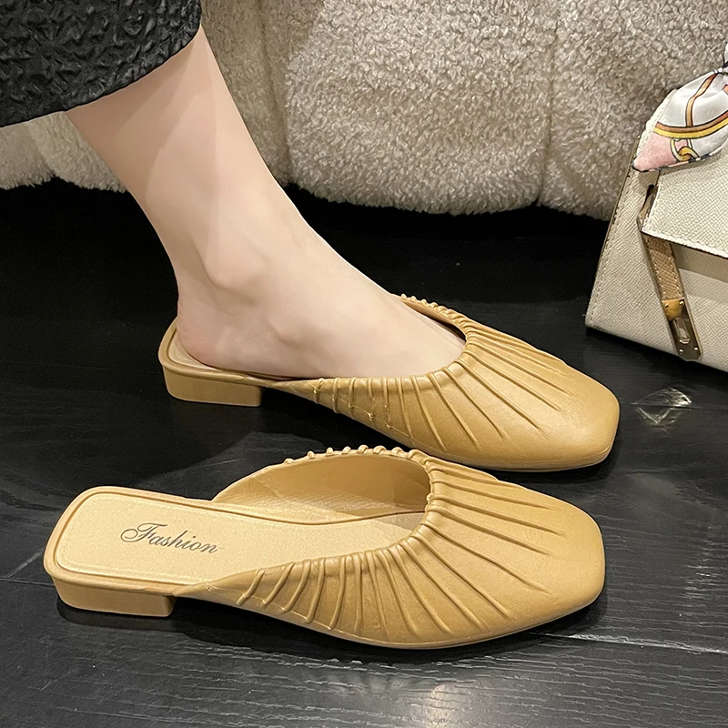 

Шлепанцы женские на квадратном каблуке, мягкие туфли-лоферы, квадратный каблук, повседневная обувь, роскошные римские сандалии, из искусств...