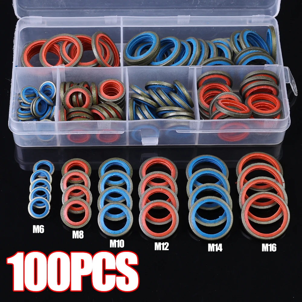 

Набор уплотнительных колец резина+металл M6/M8/M10/M12/M14/M16