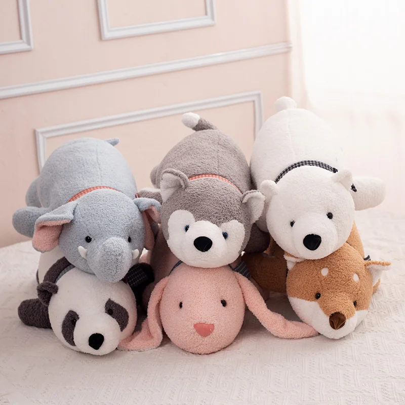 

50/80cm Kawaii Animal Husky Elephant Rabbit Plush Toy Stuffed Soft Shiba Inu Panda Polar Bear Sleep Pillow Toys for Kids Girls