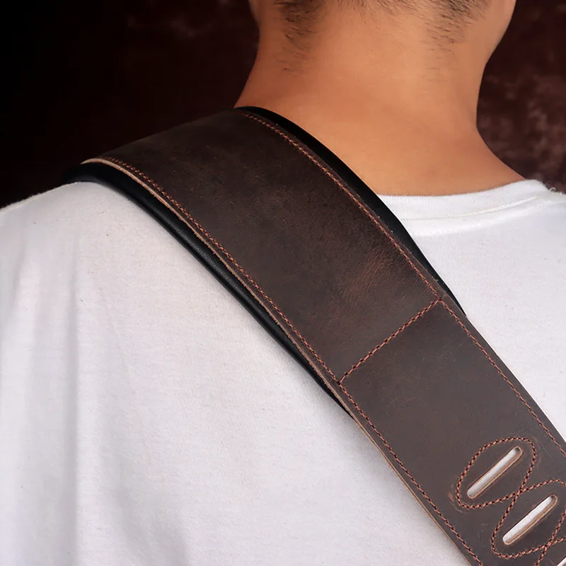 Верхний слой кожаный ремешок для электрогитары Деревянный гитарный Корова