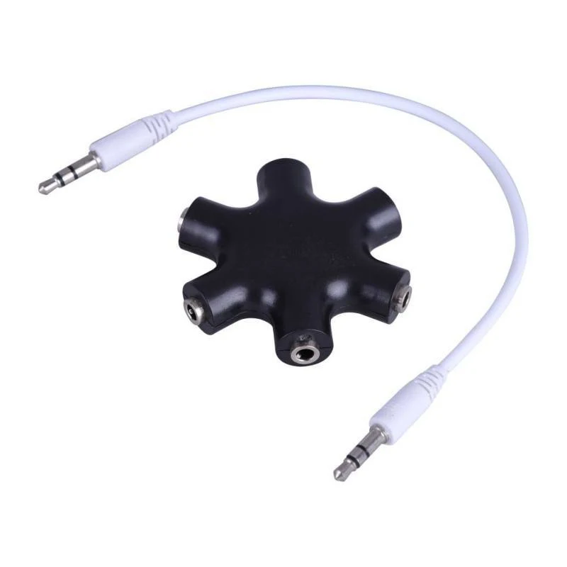 

6 in 1 3.5mm Audio Aux Cable Splitter 1 Male to 5 Female Headphone Port 3.5 Jack Share Adapter for Tablet MP3 MP4 Mobile Phone