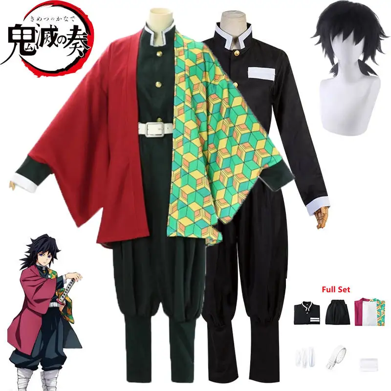 

Fantasia de kimono para cosplay, demon slayer, kimetsu no yaiaba tanjirou kamado, com capa para halloween, para festa, anime