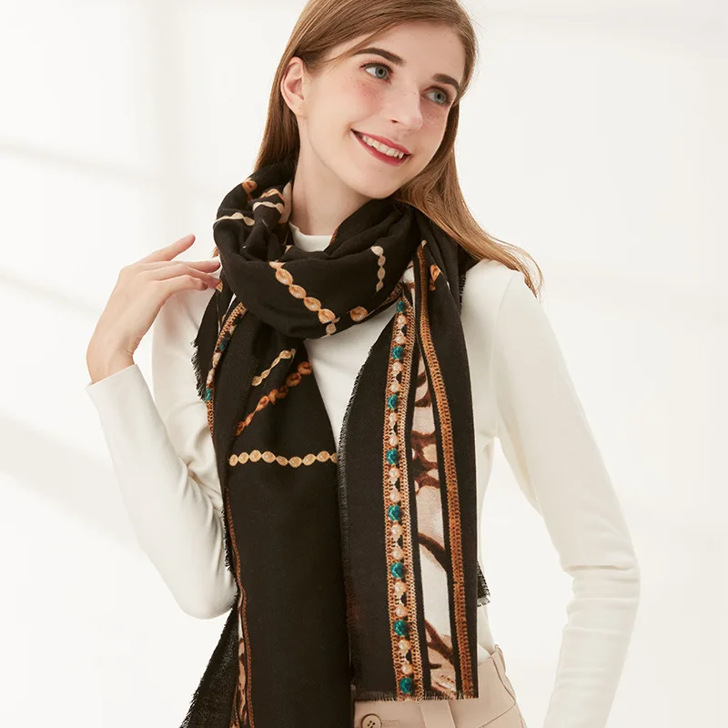 

Printed Soft Linen Cotton Scarf Shawl Hijab Women's Luxury Premium Women's Long Fresh Flower Tassel Scarf