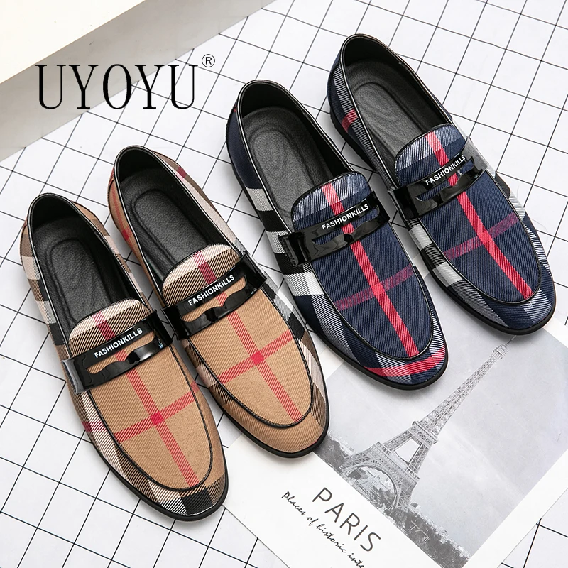 

Mens Dress Designer Shoes Plaid Leather 2022 Party Luxury Brand Shoes Men Loafers Oxford Shoes