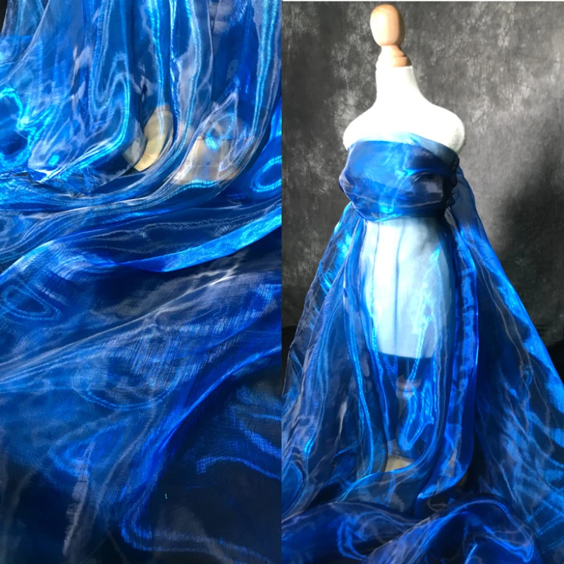 3/5/10m Shiny Iridescent Laser Flashing Magic Color Sheer Organza Designer Fabric Dress Clothing Material By the Meter - купить по