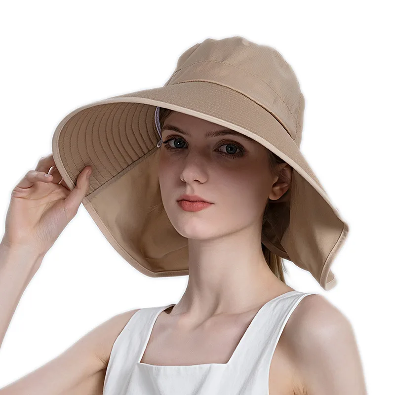 

Sun hat female sunscreen big brim hat European and American horsetail fisherman hat fashion sun hat summer outdoor big brim hat