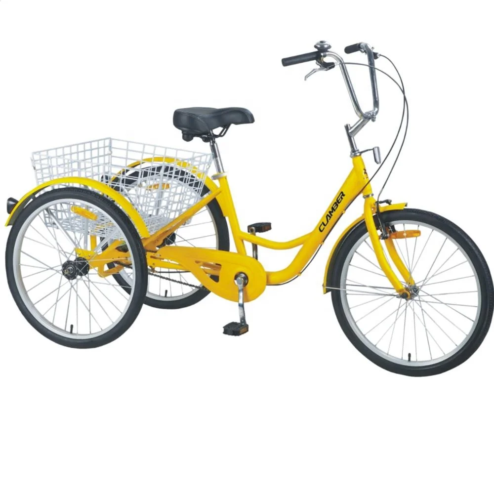 

Three Wheels Adult Tricycle Cargo Tricycle With Rear Basket 6 Speeds 24 Inch
