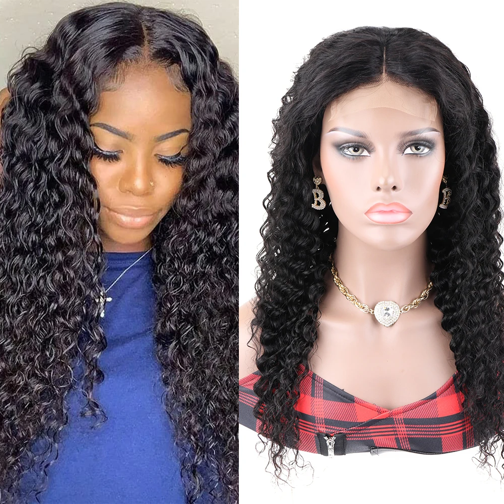 Transparent Lace Front Human Hair Wigs for Women 180 Density 4x4 Curly Lace Front Wig Deep Wave Human Hair Pre Plucked Baby Hair