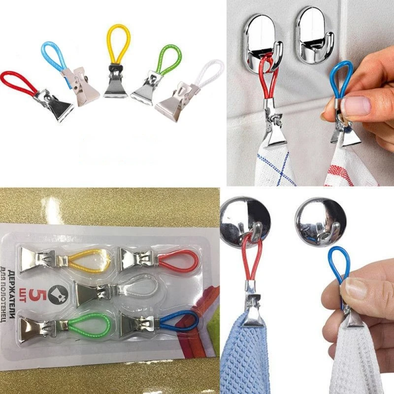 Hand Towel Hangers Hanging Clothes Pegs Clip On Hooks Loops 